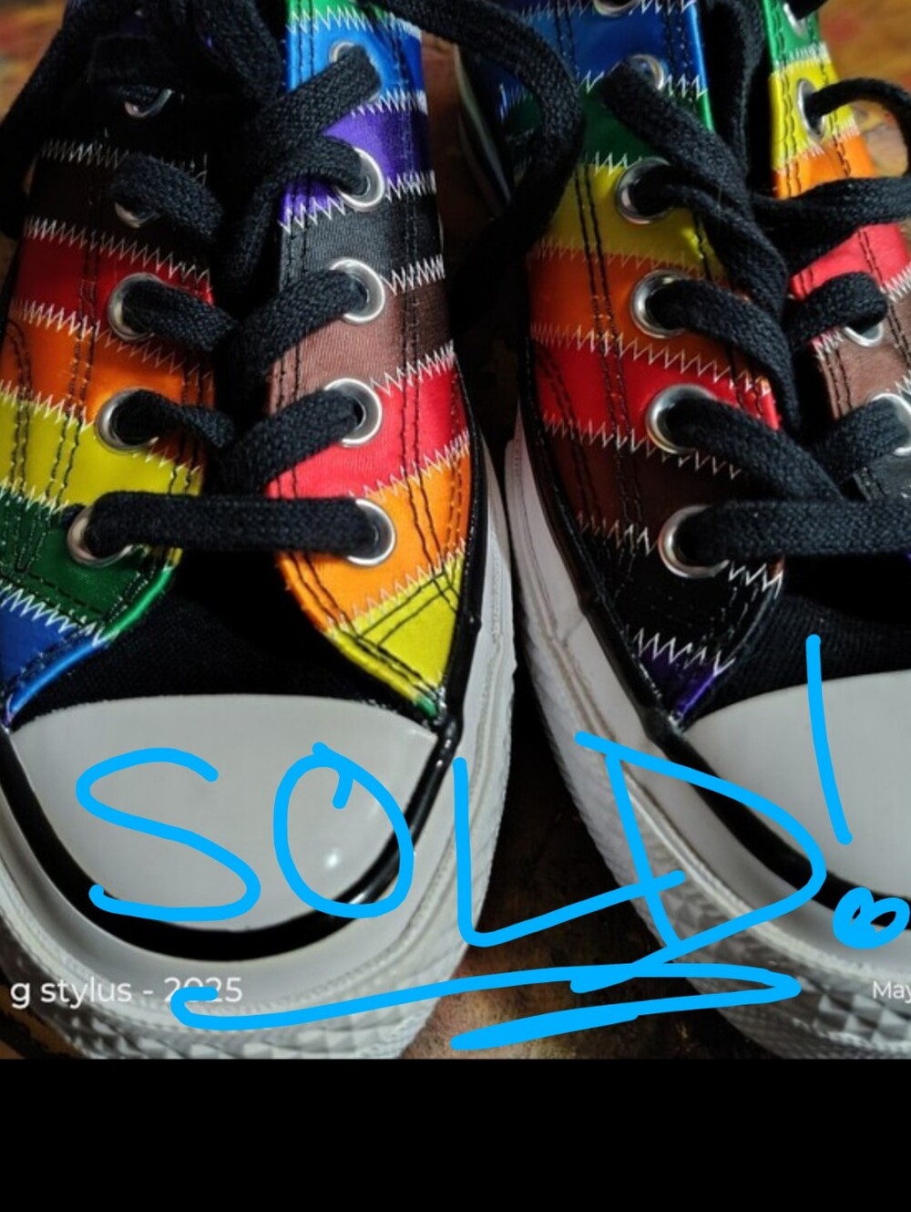 😎🔥CONVERSE Mens 🌈 Low-Top Sneakers with Rainbow Outsole- Mens- 4.5,Women- 6.5